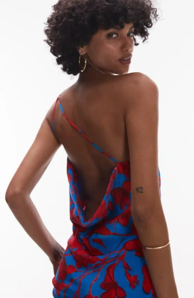 Topshop Floral One-shoulder Maxi Dress In Multi