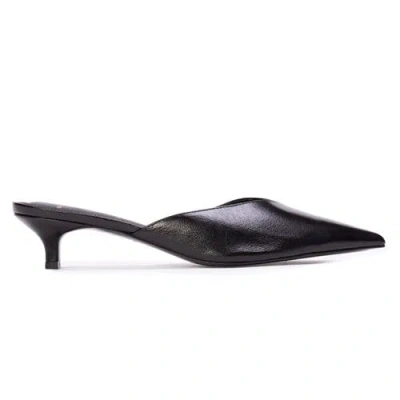 Black Suede Studio Sofia Leather Mules In Black