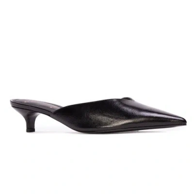 Black Suede Studio Sofia Leather Mules In Black