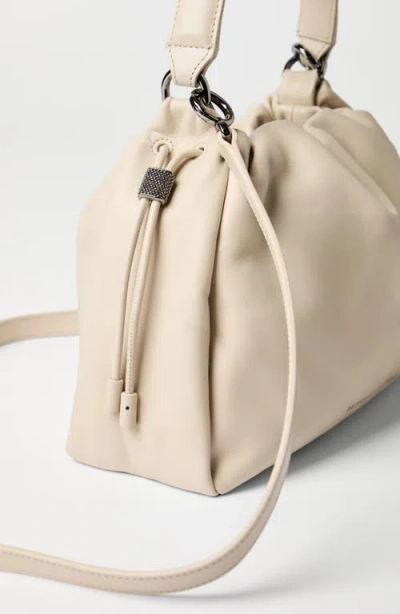 Brunello Cucinelli Women Bucket Mellow Small Leather Handbag In White