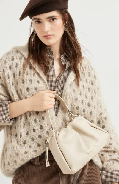 Brunello Cucinelli Women Bucket Mellow Small Leather Handbag In White