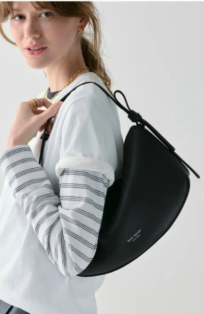 Kate Spade New York Large Loop Pebble Leather Shoulder Bag In Black