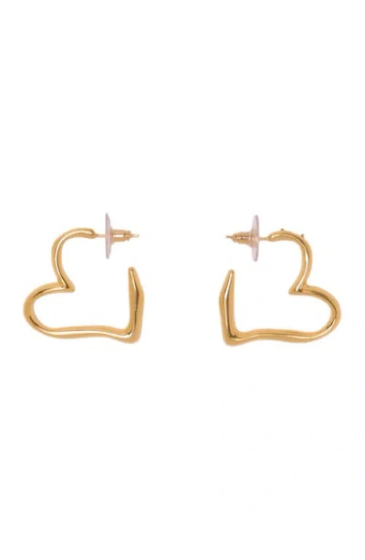 Maje Womens Light Gold Heart Brass Hoop Earrings