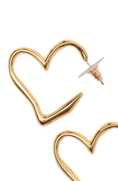 Maje Womens Light Gold Heart Brass Hoop Earrings