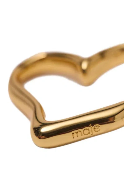 Maje Womens Light Gold Heart Brass Hoop Earrings