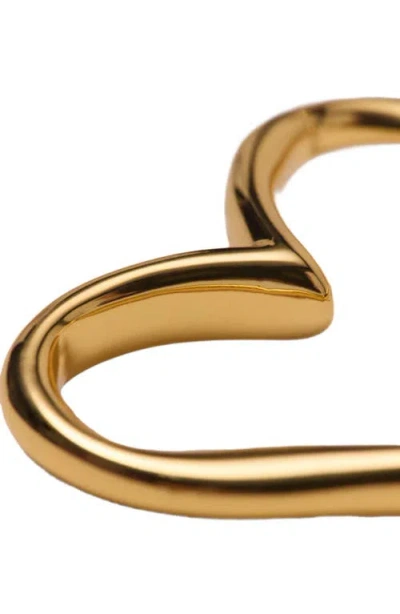 Maje Womens Light Gold Heart Brass Hoop Earrings