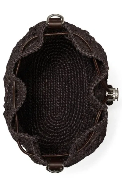 Tory Burch T Monogram Raffia Bucket Bag In Brown
