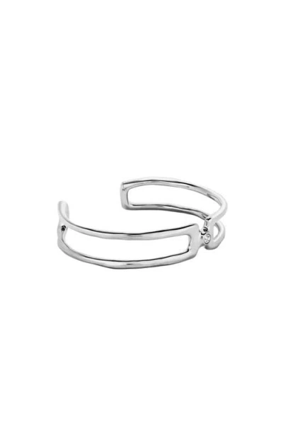 Unode50 Double Sterling Silver-plated Bracelet With White Topaz In Metallic
