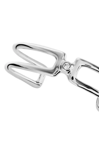 Unode50 Double Sterling Silver-plated Bracelet With White Topaz In Metallic