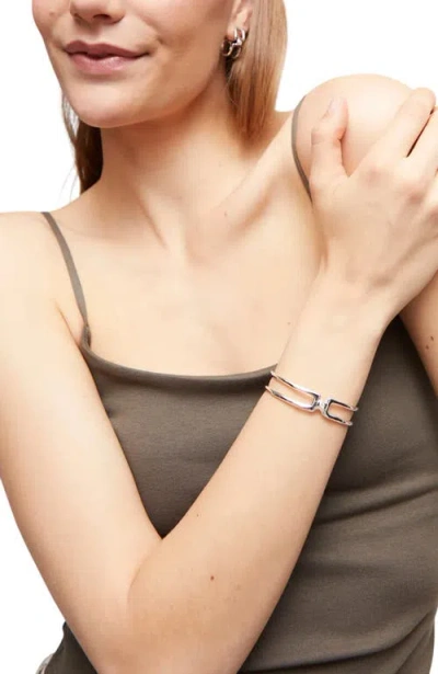 Unode50 Double Sterling Silver-plated Bracelet With White Topaz In Metallic