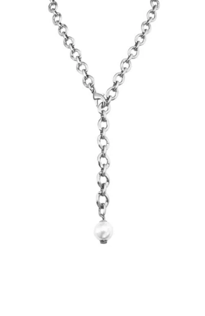 Unode50 Sterling Silver-plated Necklace With Oval Links In Metallic