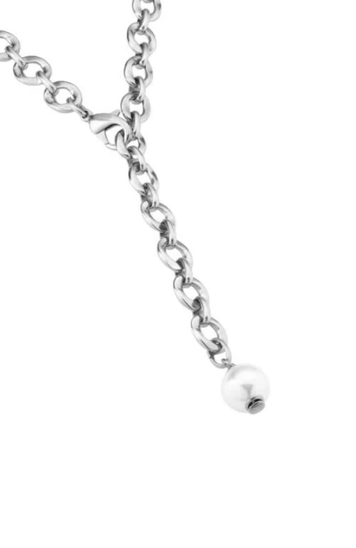 Unode50 Sterling Silver-plated Necklace With Oval Links In Metallic