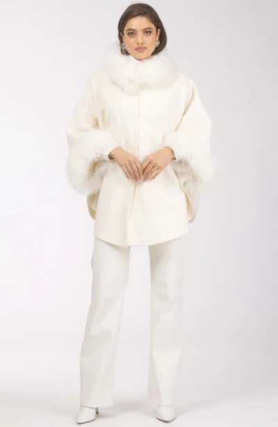 Gorski Select Wool Cape With Select Lamb Collar And Cuffs In White