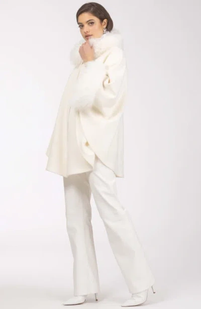 Gorski Select Wool Cape With Select Lamb Collar And Cuffs In White