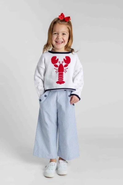 Florence Eiseman Stripe Button Front Pants In Blue
