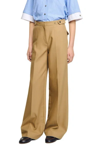 Sandro Cotton Suit Trousers In Neutral