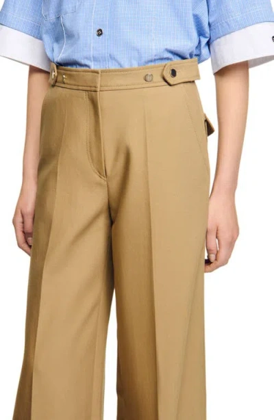 Sandro Cotton Suit Trousers In Neutral