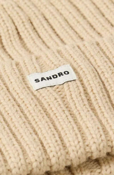 Sandro Knit Hat In Neutral