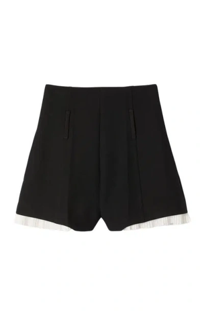 Sandro Tailored Flounced Shorts In Black