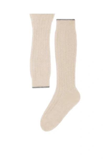 Brunello Cucinelli Cashmere Rib-knit Socks In Neutral