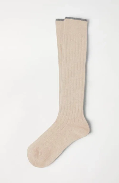 Brunello Cucinelli Cashmere Rib-knit Socks In Neutral
