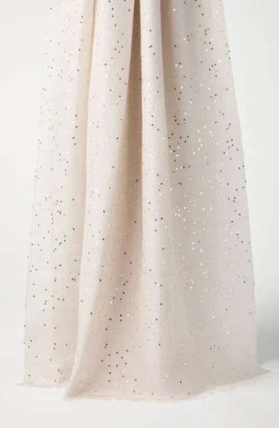 Brunello Cucinelli Cashmere-silk Diamond Yarn Sequin Scarf In Neutral