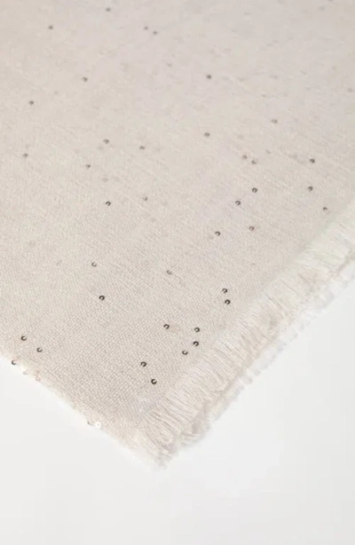 Brunello Cucinelli Cashmere-silk Diamond Yarn Sequin Scarf In Neutral