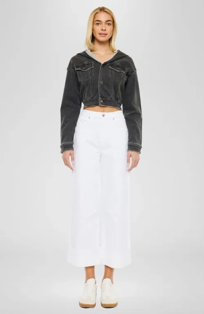 Kancan Lindsay High Rise Cropped Wide Leg Jeans In White In White