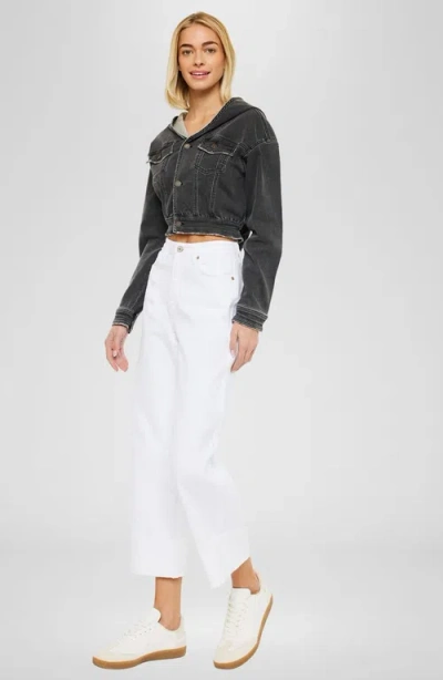 Kancan Lindsay High Rise Cropped Wide Leg Jeans In White In White