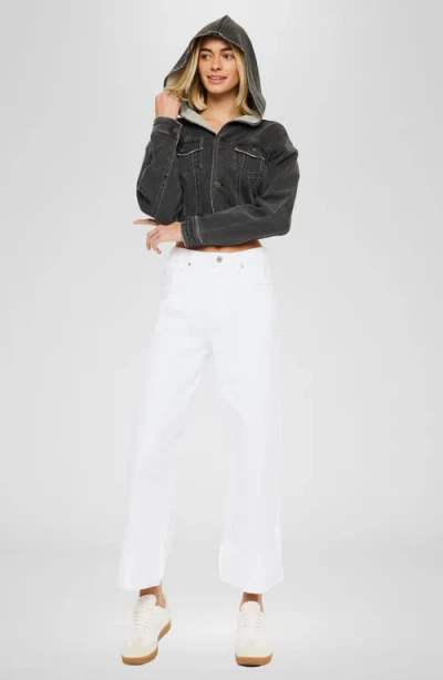 Kancan Lindsay High Rise Cropped Wide Leg Jeans In White In White