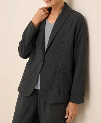 Pact Organic Cotton Coastal Double Gauze Lined Easy Jacket In Black