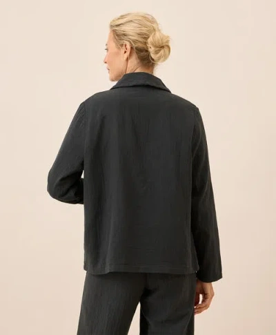 Pact Organic Cotton Coastal Double Gauze Lined Easy Jacket In Black