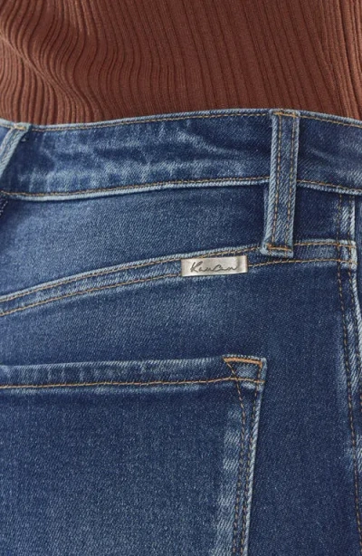 Kancan High Rise Hem Detail Boot Cut Jean In Dark Stone Wash In Brown