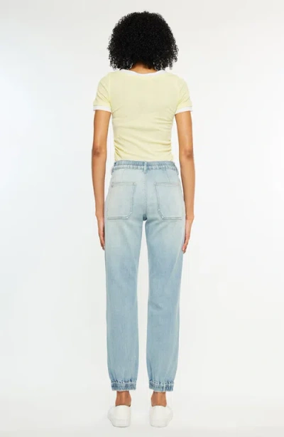 Kancan Chelly High Rise Light Wash Jogger In Blue