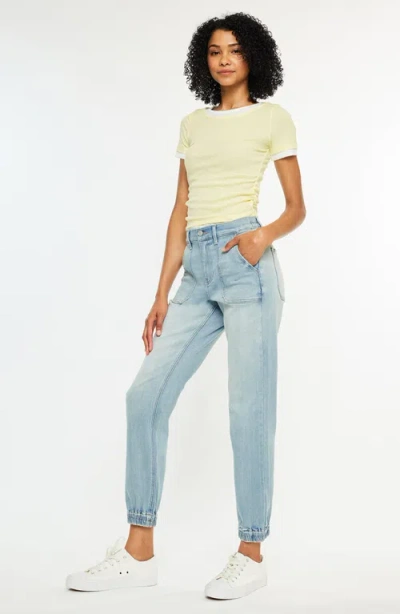 Kancan Chelly High Rise Light Wash Jogger In Blue