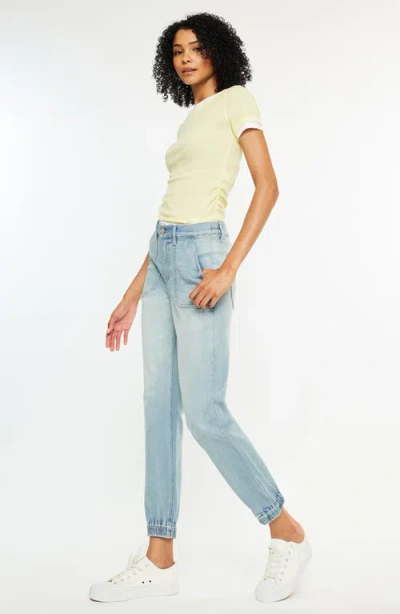 Kancan Chelly High Rise Light Wash Jogger In Blue