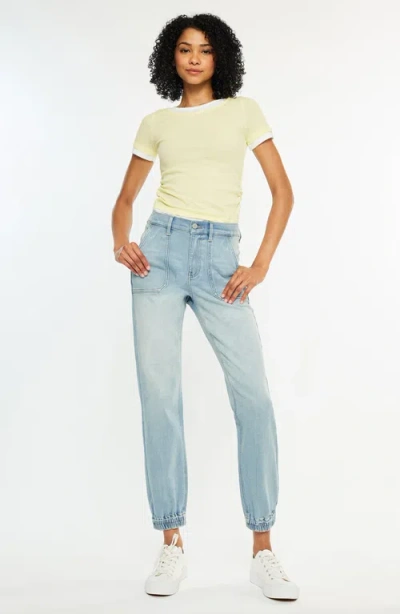 Kancan Chelly High Rise Light Wash Jogger In Blue