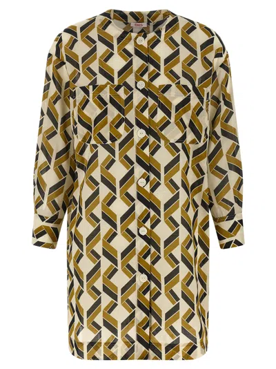 Eres Espace Logo-patch Geometric-print Shirt In Brown