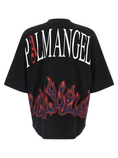 Palm Angels Flames Over T-shirt In Black