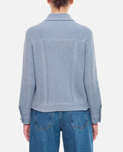 Barrie Fitted Knit Jacket With Classic Collar In Blue