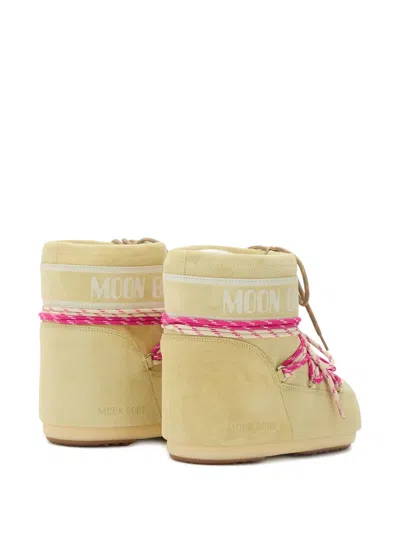 Moon Boot Cream Suede Icon Low Ankle Boots In Yellow