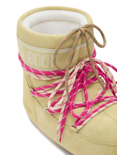 Moon Boot Cream Suede Icon Low Ankle Boots In Yellow