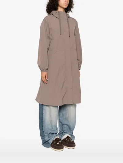Kenzo Hooded Button-fastening Coat In Neutral