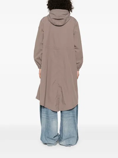 Kenzo Hooded Button-fastening Coat In Neutral