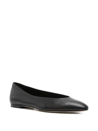 Aeyde Ida Leather Square-toe Ballerina Flats In Black
