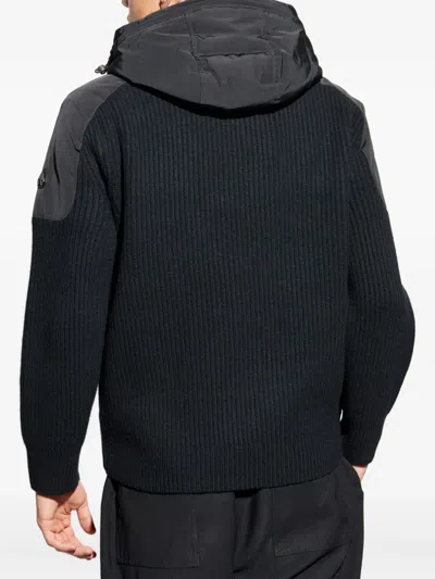 Moose Knuckles Hooded Jacket With Ribbed Texture And Zip Pockets In Black