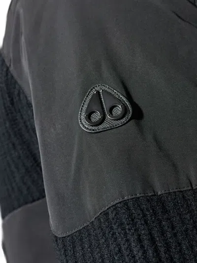 Moose Knuckles Hooded Jacket With Ribbed Texture And Zip Pockets In Black