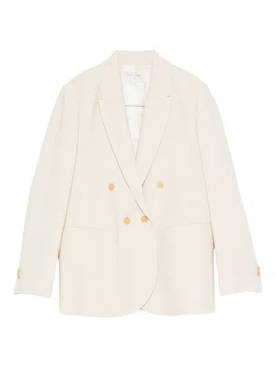 Forte Forte Double-breasted Gold-button Jacket In Neutral