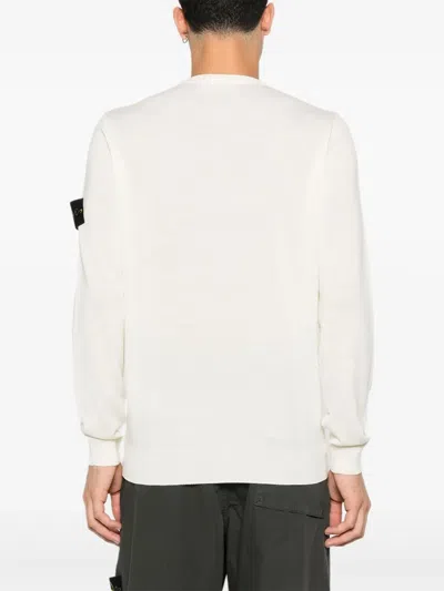 Stone Island Wool Blend Sweatshirt With Iconic Logo Patch And Timeless Design In White