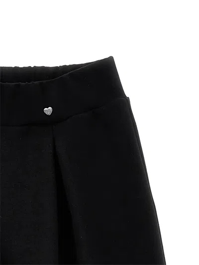 Monnalisa Pantaloni Con Vita Elasticizzata E Cuore Sul Fronte In Cotone Neri Bambina In Black